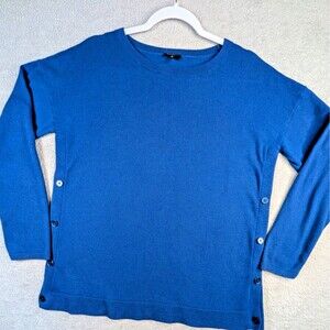Talbots Blue/Teal Pullover Lightweight Sweater Women Size Med Side Button Detail